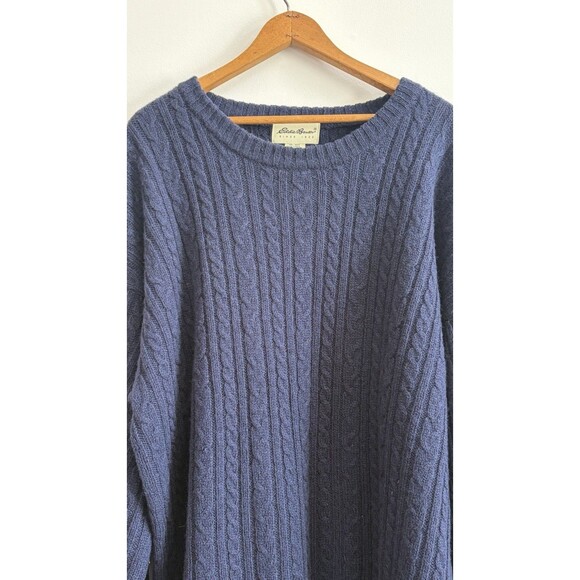 VTG Eddie Bauer Sweater Mens X-Large Navy Cable Knit Wool Grandpa Fisherman 90s - Picture 11 of 16